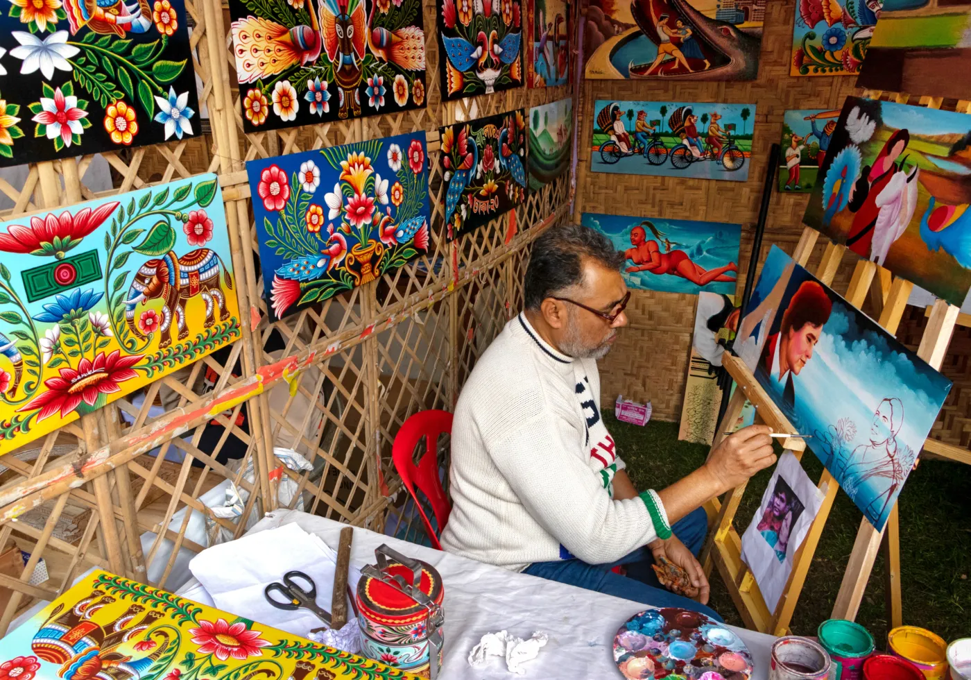Hand painted rickshaw art