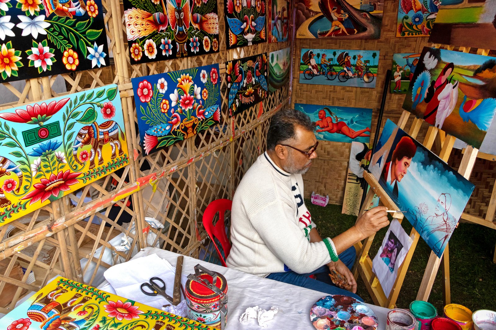 Hand painted rickshaw art